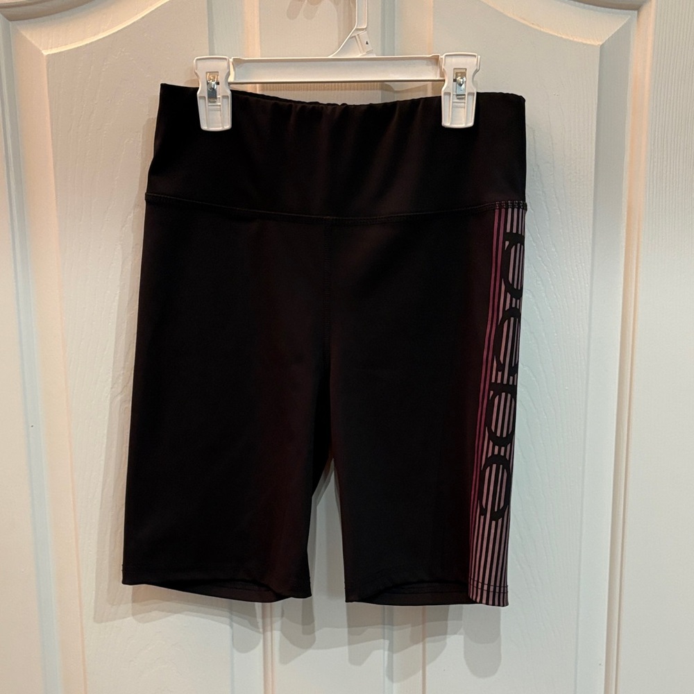bebe Black Bike Shorts with Pink Accents. EUC. Medium
